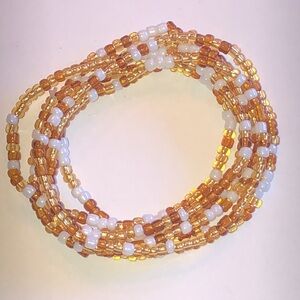 Elegant Yellow and Brown Seed Bead Beaded Boho Stretchy Necklace